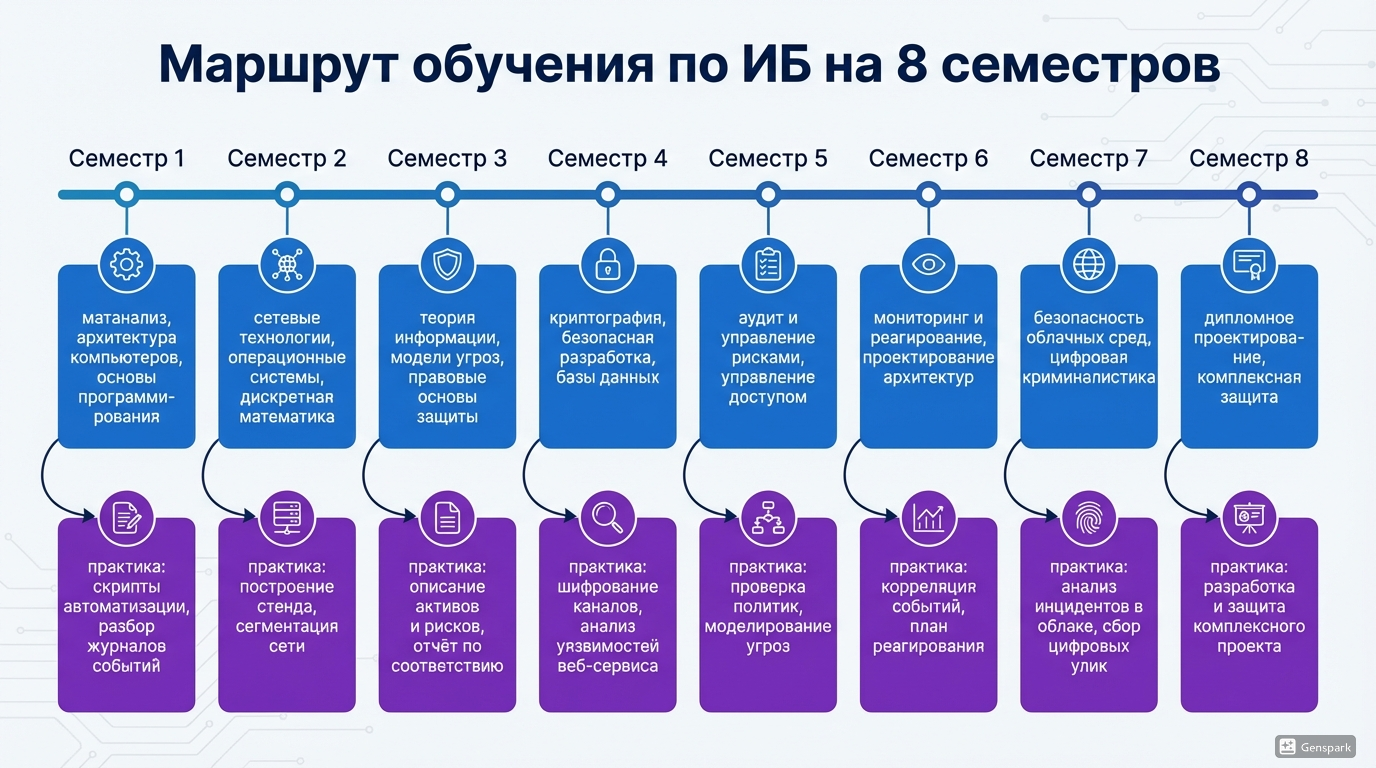 Маршрут обучения по ИБ на 8 семестров